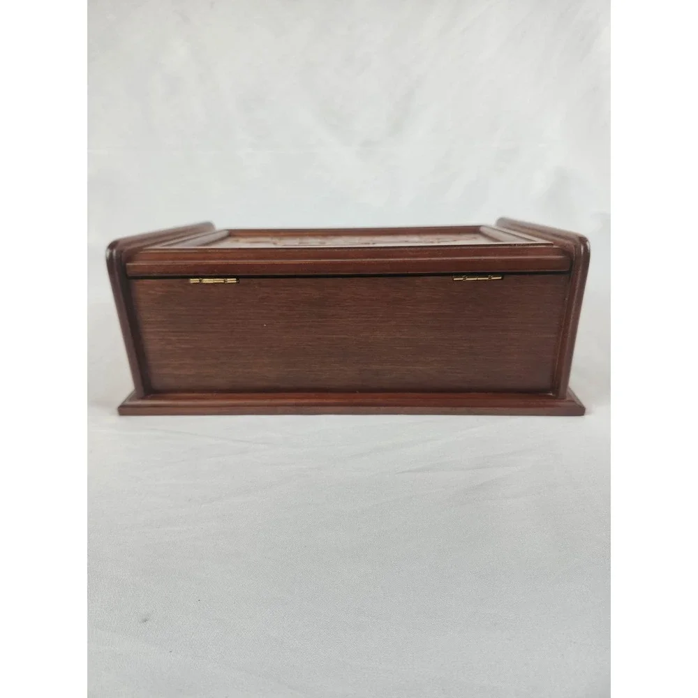 Vintage Men's Rosalco Wooden Valet Jewelry Box Classic Car Carving Mirror‎ Case